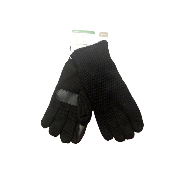 Isotoner Signature Black Textured Knit Water-Repellent Gloves Sz One Size - Picture 1 of 10